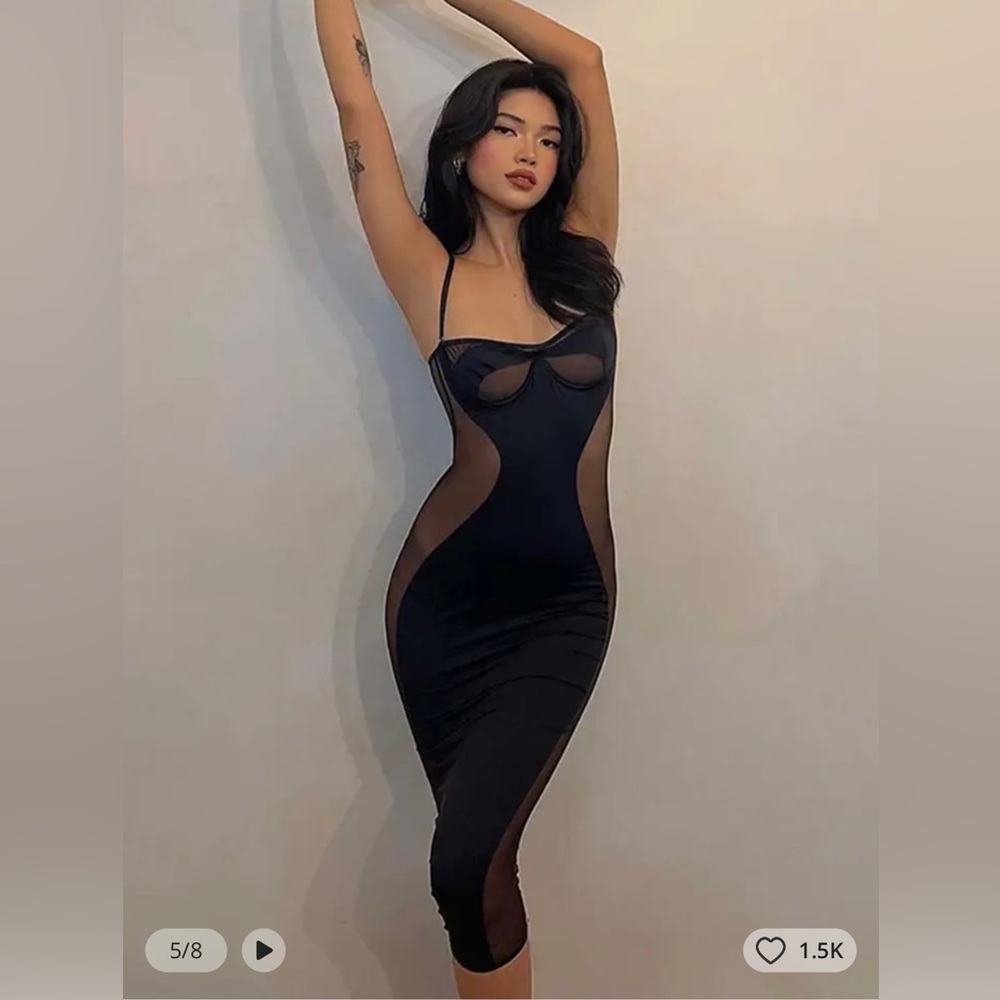 Mesh Sleeveless See Through
Midi Dress Sexy Bodycon Sling Dress